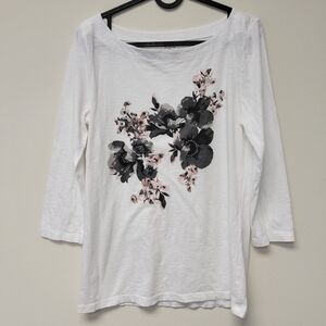 Loft Floral Embellished T-shirt White  M